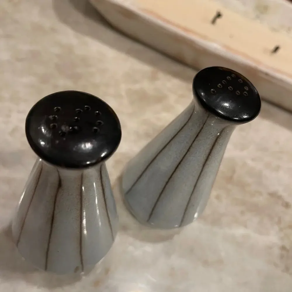Denby England pottery studio stripe Salt & Pepper shakers